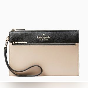 Kate Spade Staci Colorblock Wristlet Warm Beige